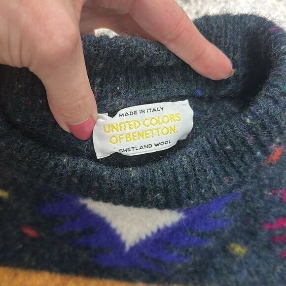 United Colors of Benetton Shetland wool sweater made in Italy small s - Picture 2 of 4